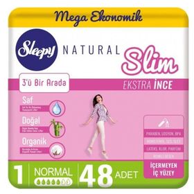 Sleepy Mega Paket Natural Slim Ekstra İnce Normal 48'li Ped