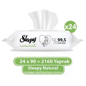 Sleepy Natural 90 Yaprak Yenidoğan Islak Bebek Bakım Havlusu