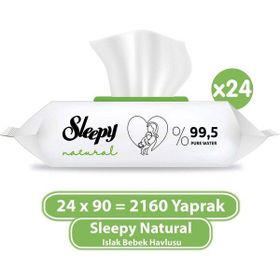 Sleepy Natural 90 Yaprak Yenidoğan Islak Bebek Bakım Havlusu