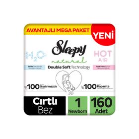 Sleepy Natural Double Soft No:1 Yenidoğan 160 Adet Bebek Bezi