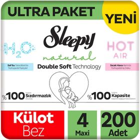 Sleepy Natural Double Soft No:4 Maxi 200 Adet Külot Bebek Bezi
