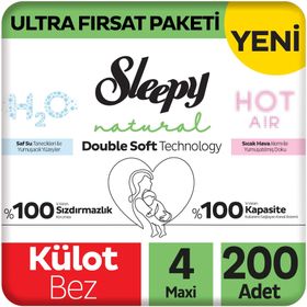 Sleepy Natural Double Soft No:4 Maxi 200 Adet Külot Bebek Bezi