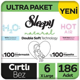 Sleepy Natural Double Soft No:6 XLarge 186 Adet Bebek Bezi