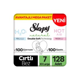 Sleepy Natural Double Soft No:7 XXLarge 128 Adet Bebek Bezi