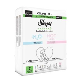 Sleepy Natural Double Soft No:7 XXLarge 32 Adet Bebek Bezi