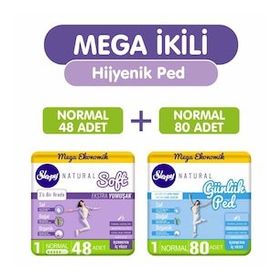 Sleepy Natural Mega Ekonomik 48'li Soft Normal Hijyenik Ped + 80'li Günlük Normal Hijyenik Ped