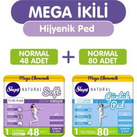 Sleepy Natural Mega Ekonomik 48'li Soft Normal Hijyenik Ped + 80'li Günlük Normal Hijyenik Ped