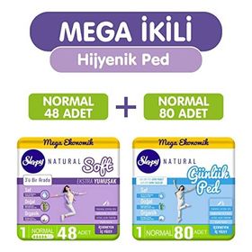 Sleepy Natural Mega Ekonomik 48'li Soft Normal Hijyenik Ped + 80'li Günlük Normal Hijyenik Ped