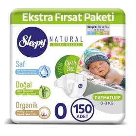 Sleepy Natural No:0 Prematüre 150 Adet Bebek Bezi