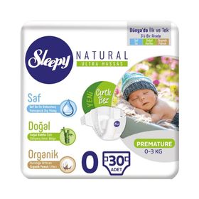 Sleepy Natural No:0 Prematüre 30 Adet Bebek Bezi