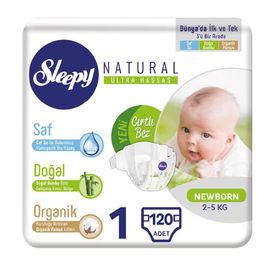 Sleepy Natural No:1 Yenidoğan 120 Adet Bebek Bezi