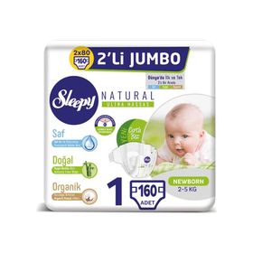 Sleepy Natural No:1 Yenidoğan 160 Adet Bebek Bezi