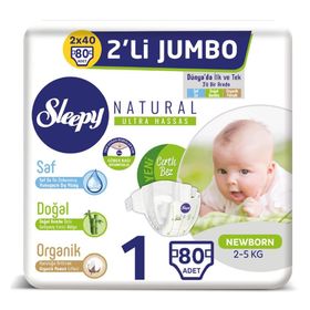 Sleepy Natural No:1 Yenidoğan 80 Adet Bebek Bezi