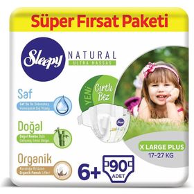 Sleepy Natural No:6+ XLarge Plus 90 Adet Bebek Bezi