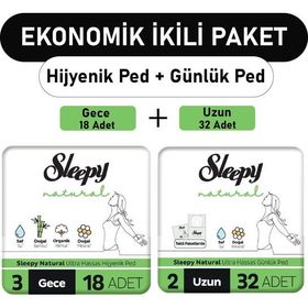 Sleepy Natural Ultra Gece 18 Adet Ped ve Uzun 32 Adet Günlük Ped