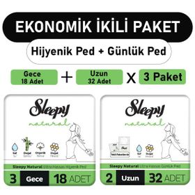 Sleepy Natural Ultra Gece 18 Adet Ped ve Uzun 3x32 Adet Günlük Ped