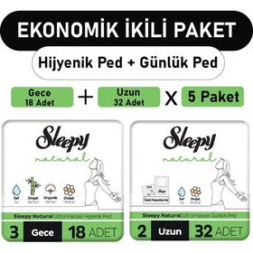 Sleepy Natural Ultra Gece 18 Adet Ped ve Uzun 5x32 Adet Günlük Ped