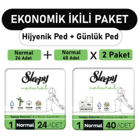 Sleepy Natural Ultra Normal 24 Adet Ped ve Uzun 2x40 Adet Günlük Ped