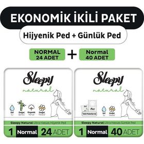 Sleepy Natural Ultra Normal 24 Adet Ped ve Uzun 40 Adet Günlük Ped