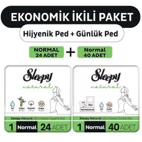 Sleepy Natural Ultra Normal 24 Adet Ped ve Uzun 40 Adet Günlük Ped
