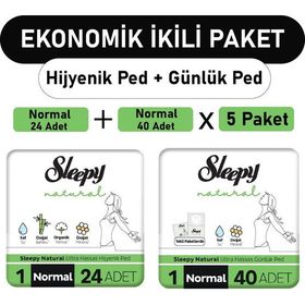 Sleepy Natural Ultra Normal 24 Adet Ped ve Uzun 5x40 Adet Günlük Ped