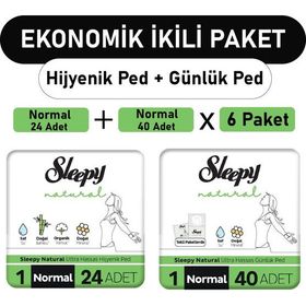 Sleepy Natural Ultra Normal 24 Adet Ped ve Uzun 6x40 Adet Günlük Ped