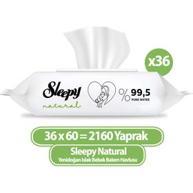 Sleepy Natural Yenidoğan 60x36'lı 2160 Yaprak Islak Havlu Mendil
