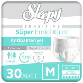 Sleepy Sensitive Antibakteriyel Medium 30 Adet Emici Külot