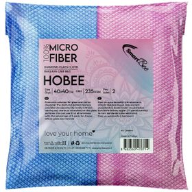 SmartBee Hobee 2'li 40x40 cm 235gsm - Pembe/Mavi Mikrofiber Cam Silme Bezi
