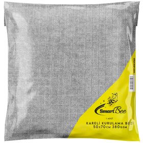 SmartBee Mikrofiber 50x70 cm 380GSM - Antrasit Kareli Araç Kurulama Bezi