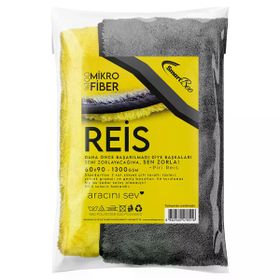 SmartBee REİS 60x90 cm 1300GSM - Sarı Gri Çift Kat Mikrofiber Oto Kurulama Havlusu