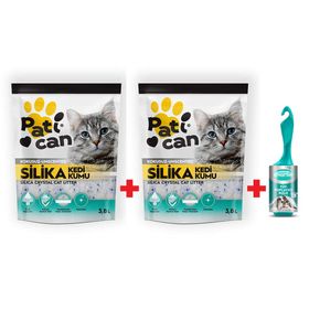 Smarter 56'lı Tüy Toplayıcı Rulo ve Patican Silika 3.8 lt 2'li Kokusuz Kedi Kumu