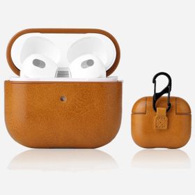 Smcase Apple Airpods 3. Nesil Kancali Suni Deri Silikon SF9 Kılıf