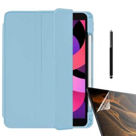 Smcase Apple iPad Air 10.9 2022 5. Nesil Standli Kalem Bölmeli Arkasi Seffaf NT22 Nano Kalem Kılıf