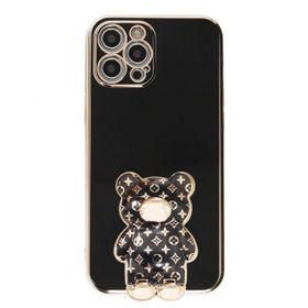 Smcase Apple iPhone 11 Pro Max Standlı Kamera Korumalı Cute Bear Silikon Cep Telefonu Kılıfı