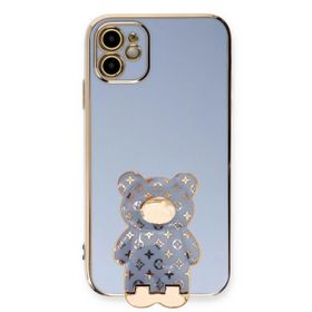 Smcase Apple iPhone 11 Standlı Kamera Korumalı Cute Bear Silikon Cep Telefonu Kılıfı