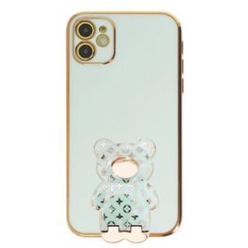 Smcase Apple iPhone 11 Standlı Kamera Korumalı Cute Bear Silikon Cep Telefonu Kılıfı