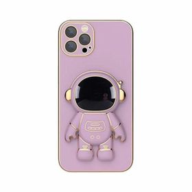 Smcase Apple iPhone 12 Pro Max Standlı Kamera Korumalı Astronot Silikon Cep Telefonu Kılıfı
