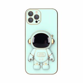 Smcase Apple iPhone 12 Pro Max Standlı Kamera Korumalı Astronot Silikon Cep Telefonu Kılıfı