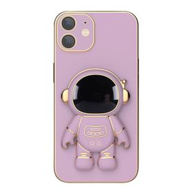 Smcase Apple iPhone 12 Standlı Kamera Korumalı Astronot Silikon Cep Telefonu Kılıfı