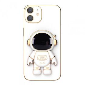 Smcase Apple iPhone 12 Standlı Kamera Korumalı Astronot Silikon Cep Telefonu Kılıfı