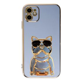 Smcase Apple iPhone 12 Standlı Kamera Korumalı Bulldog Silikon Cep Telefonu Kılıfı