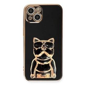 Smcase Apple iPhone 13 Mini Standlı Kamera Korumalı Bulldog Silikon Cep Telefonu Kılıfı