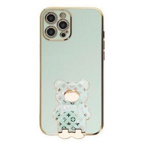 Smcase Apple iPhone 13 Pro Max Standlı Kamera Korumalı Cute Bear Silikon Cep Telefonu Kılıfı