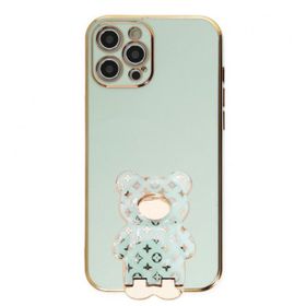 Smcase Apple iPhone 13 Pro Max Standlı Kamera Korumalı Cute Bear Silikon Cep Telefonu Kılıfı