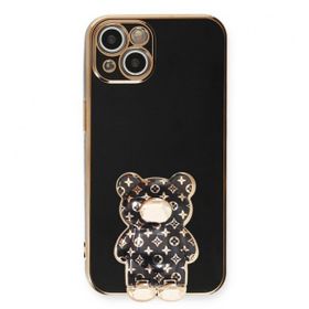 Smcase Apple iPhone 13 Standlı Kamera Korumalı Cute Bear Silikon Cep Telefonu Kılıfı