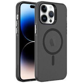 Smcase Apple iPhone 14 Flex Tuşlu Magsafeli C-Pro Arkası Buzlu Transparan Cep Telefonu Kılıfı