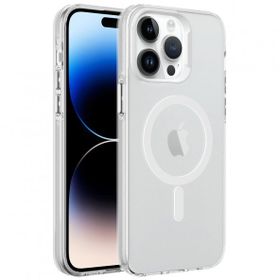 Smcase Apple iPhone 14 Flex Tuşlu Magsafeli C-Pro Arkası Buzlu Transparan Cep Telefonu Kılıfı