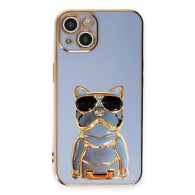 Smcase Apple iPhone 14 Plus Standlı Kamera Korumalı Bulldog Silikon Cep Telefonu Kılıfı