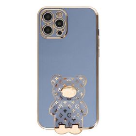 Smcase Apple iPhone 14 Pro Max Standlı Kamera Korumalı Cute Bear Silikon Cep Telefonu Kılıfı